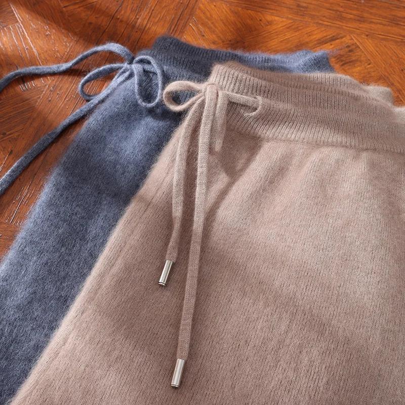 100% vison cachemire pantalon automne hiver nouveaux hommes taille élastique cachemire pantalon jeun