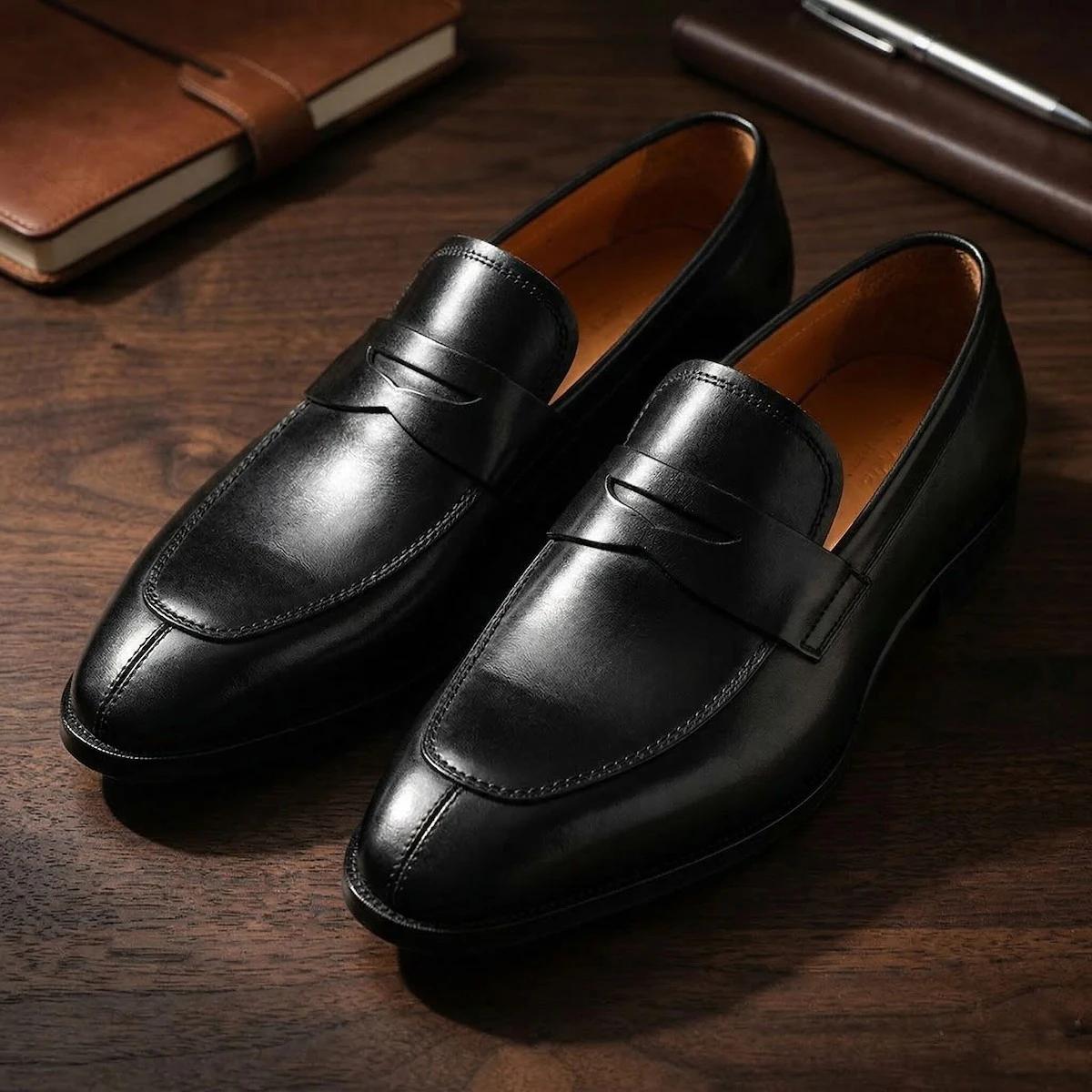 Mocassins décontractés pour hommes en cuir de veau imperméables à enfiler, chaussures habillées form
