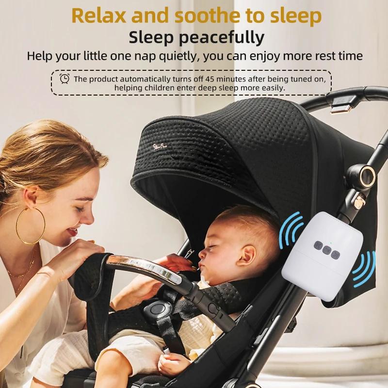 Poussette bébé mains libres, balançoire automatique, dispositif de vibration avec sons apaisants, co