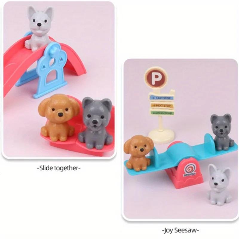 Mignon chien panier pour animaux de compagnie jouets de famille chien poupée ensemble Cage jouets sc