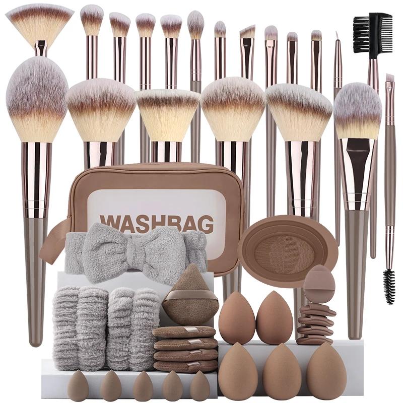 Ensemble professionnel de 3 à 20 pinceaux de maquillage doux et moelleux pour fond de teint, fard à 