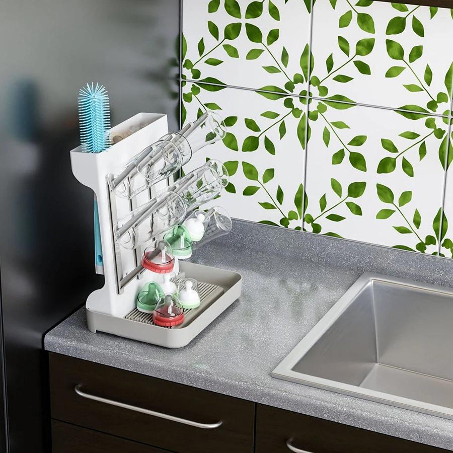 Égouttoir à biberons multi-niveaux grande capacité - Rangement comptoir peu encombrant pour accessoires bébé