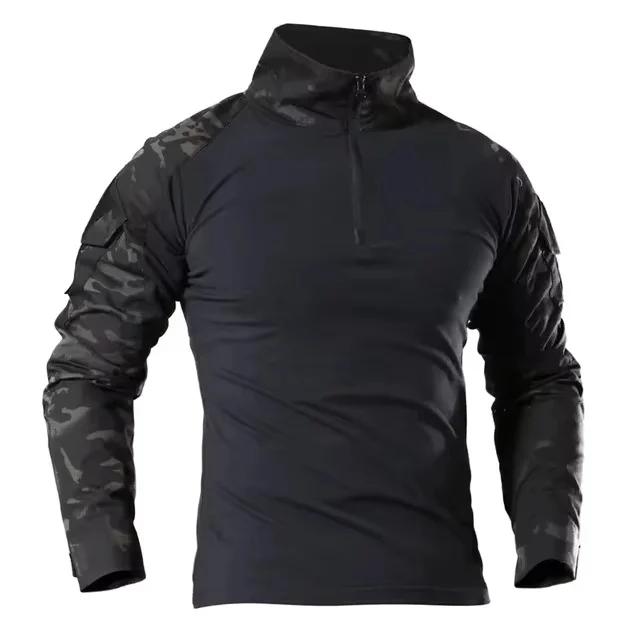 Chemise de Combat à manches longues pour hommes, chemises tactiques en coton Ripstop avec fermeture 