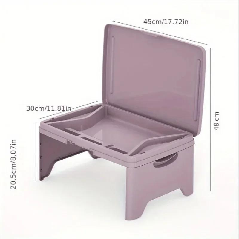 Table pliante pour ordinateur portable avec compartiments de rangement - Plateau robuste pour ordina