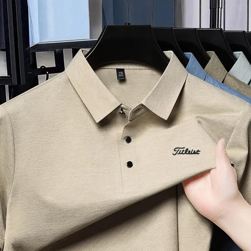 Polo de luxe premium pour homme, nouveau t-shirt à col boutonné avec imprimé lettres, style européen
