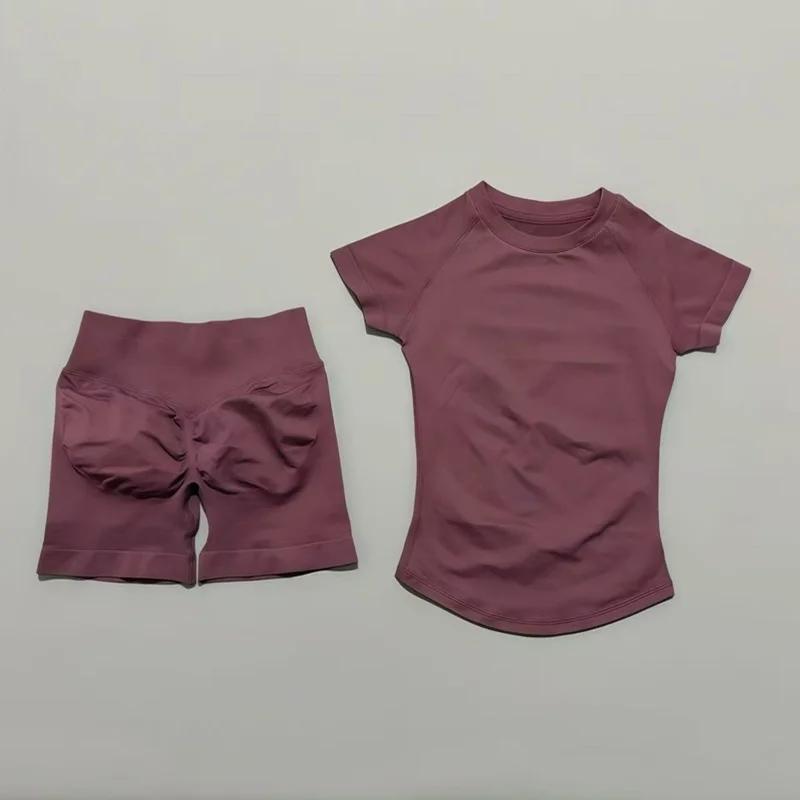 Ensemble de sport HISTELLO 2 pièces, vêtements de yoga sans couture à manches courtes, ensemble de f