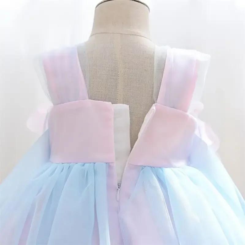 Robe d'été princesse pour filles, tenue de fête d'anniversaire, bretelles fleuries, robe féerique en