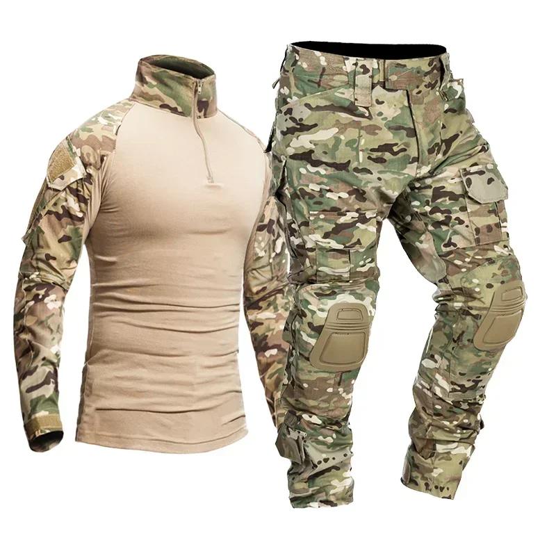 Uniforme tactique militaire pour hommes, chemises de combat camouflage, pantalons cargo, ensembles p