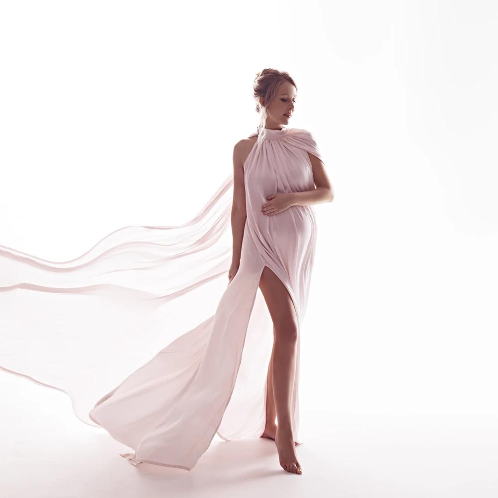 Robe de photographie de maternité à col rond avec cape, tenue de séance photo pour femme enceinte, r