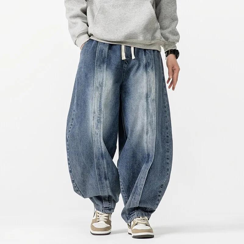 2025 nouveau sarouel Vintage hommes lâche Hip Hop Denim pantalon à jambes larges hommes droit surdim