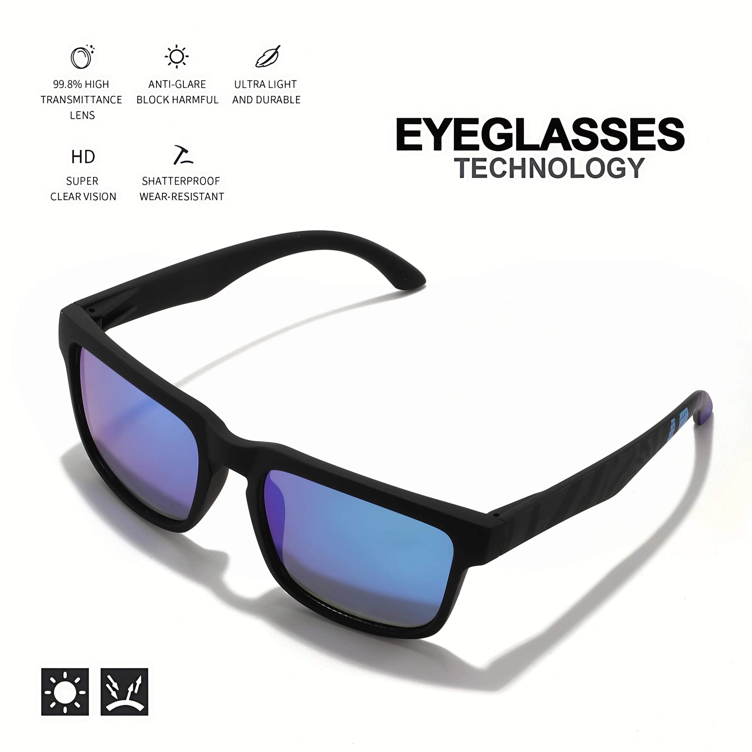 Lunettes de soleil de sport carrées 4 pièces avec motif de temple de créateur - UV400 pour hommes et