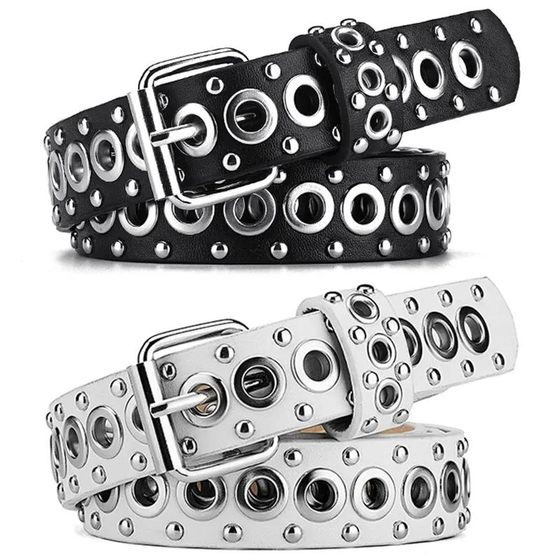 Ceinture fine à rivets pour femmes, à la mode, avec boucle à aiguille personnalisée, tendance de rue
