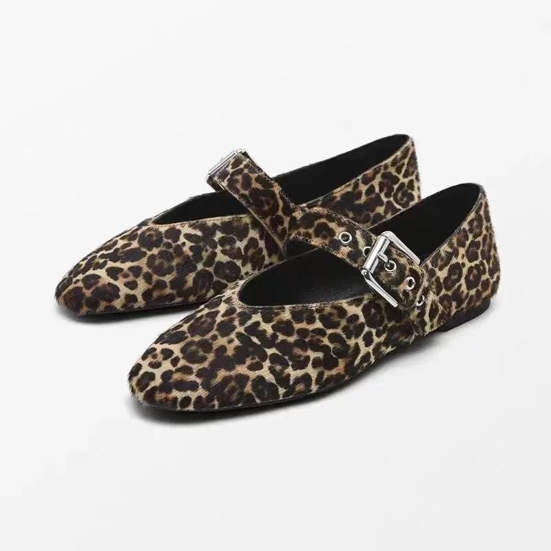 2025 nouvelle tendance femmes ballerines printemps été crin chaussures élégantes dames boucle vache 