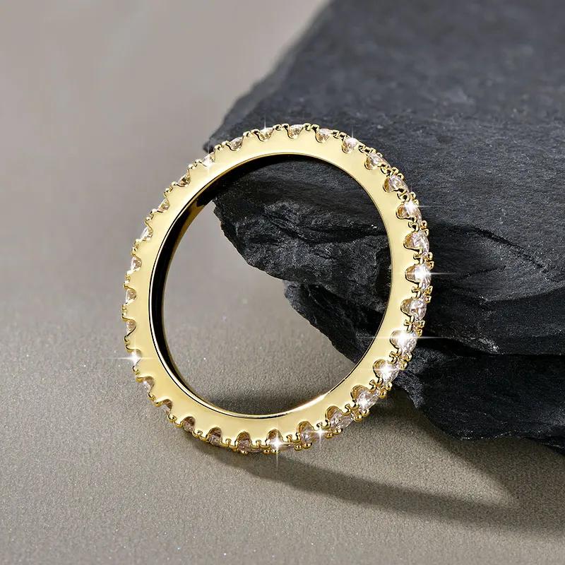 Bague de mariage en or 14 carats pour femmes, certifiée couleur D VVS1, bague d'éternité en moissani