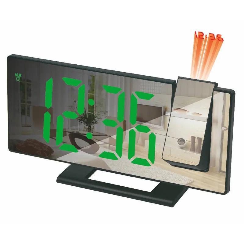 Réveil de projection multifonctionnel miroir, 1 pièce, horloge lumineuse intelligente, horloge de pr
