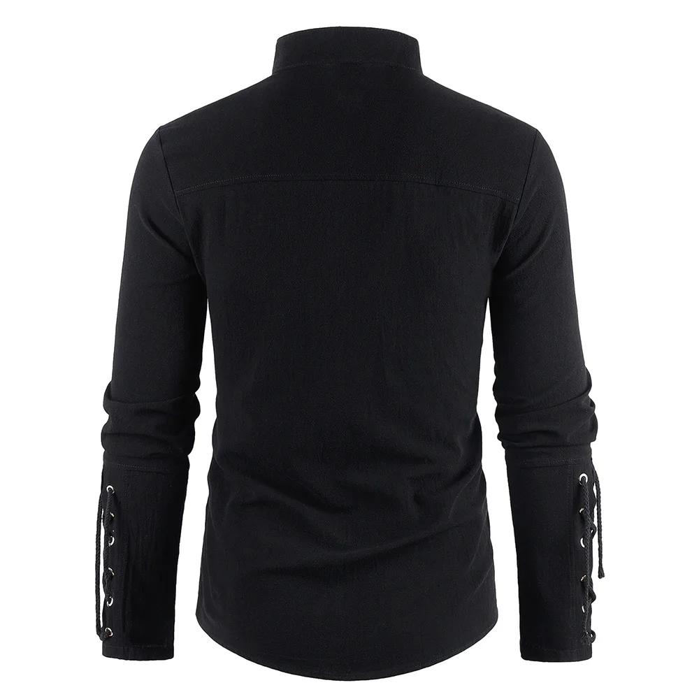 Robe de Pirate médiévale pour hommes, Streetwear élégant, Style gothique d'halloween, hauts à col en