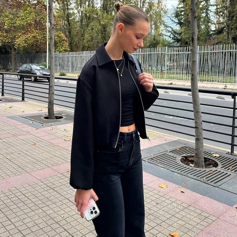 MUJER vestes bombardier bouffantes pour femmes fermeture éclair varsité veste courte femme Demi-sais