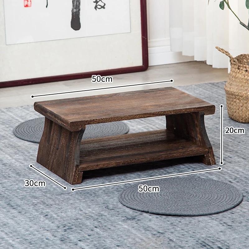 Table à thé japonaise en bois massif, Tatami, basse, balcon bas, bureau au sol de Style Zen, meubles