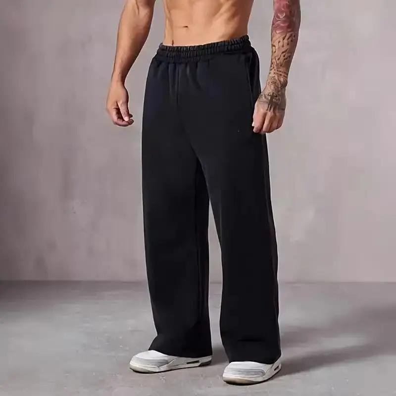 Pantalon de survêtement surdimensionné à jambes larges pour hommes, grande taille, coupe ample avec 