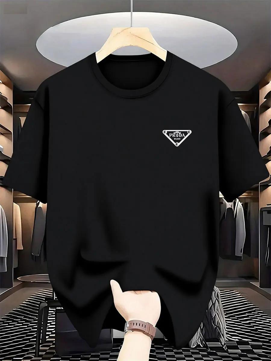 T-shirt imprimé pour homme, tendance mode milanaise 2026, marque internationale, coton pur, col rond