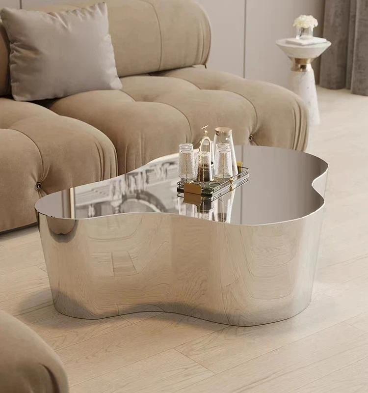 Nordic Light-Table d'affichage créative minimaliste en acier inoxydable, table basse de luxe, salon 
