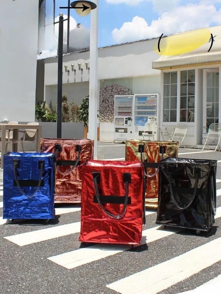 Chariot pliable avec roulettes, chariot utilitaire de grande capacité pour l'épicerie, les voyages e