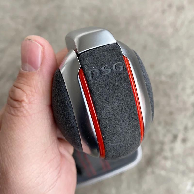 Pommeau de levier de vitesse DSG en cuir véritable point rouge pour Golf 7 7.5