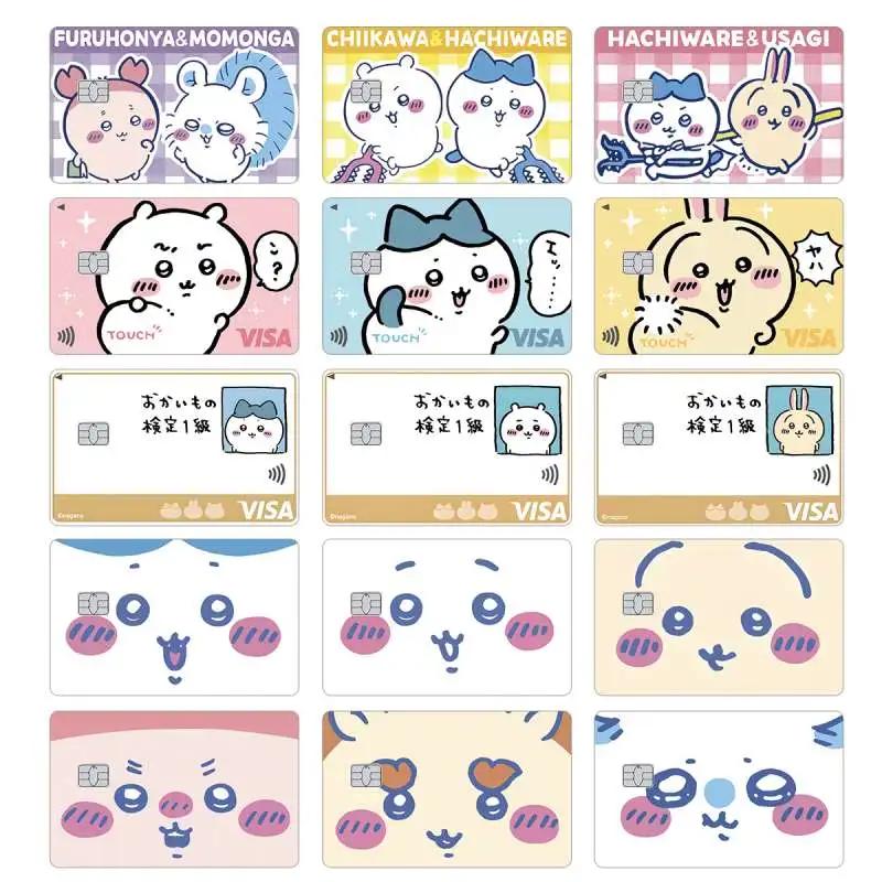 Autocollants pour cartes de crédit Cartoon Kawaii Chiikawas, autocollants mignons mats pour VISA, JC