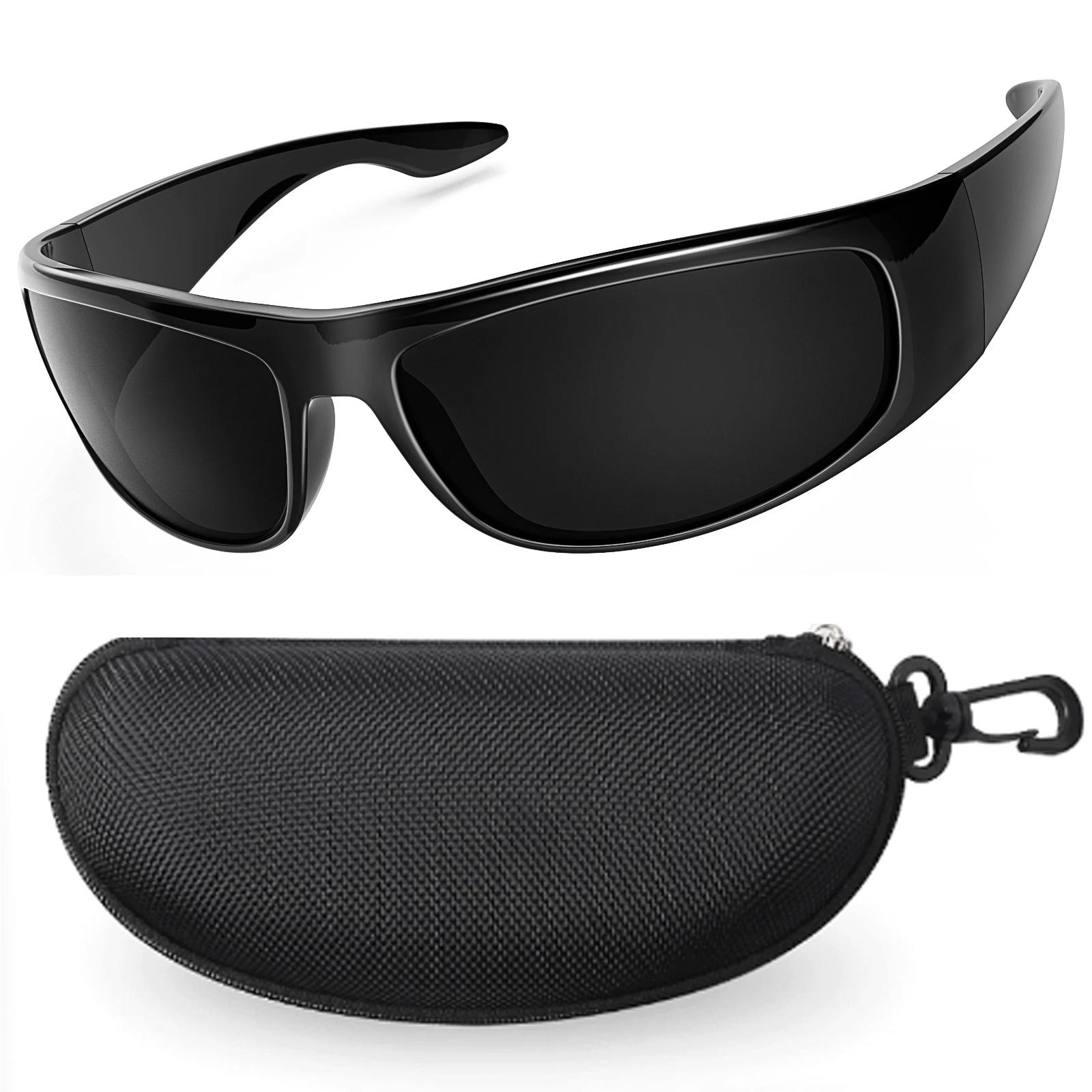 Lunettes de soleil foncées pour hommes, lunettes de soleil enveloppantes pour grandes têtes, lunette
