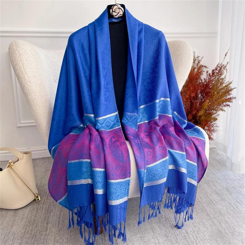 2025 nouveau luxe automne cachemire Pashmina châles femmes chaud Jacquard foulards dame Wrap Foulard