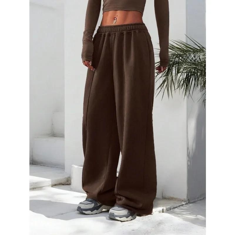 Grande taille nouvelle mode femme Fitness pantalons de survêtement jambe large droite dames décontra