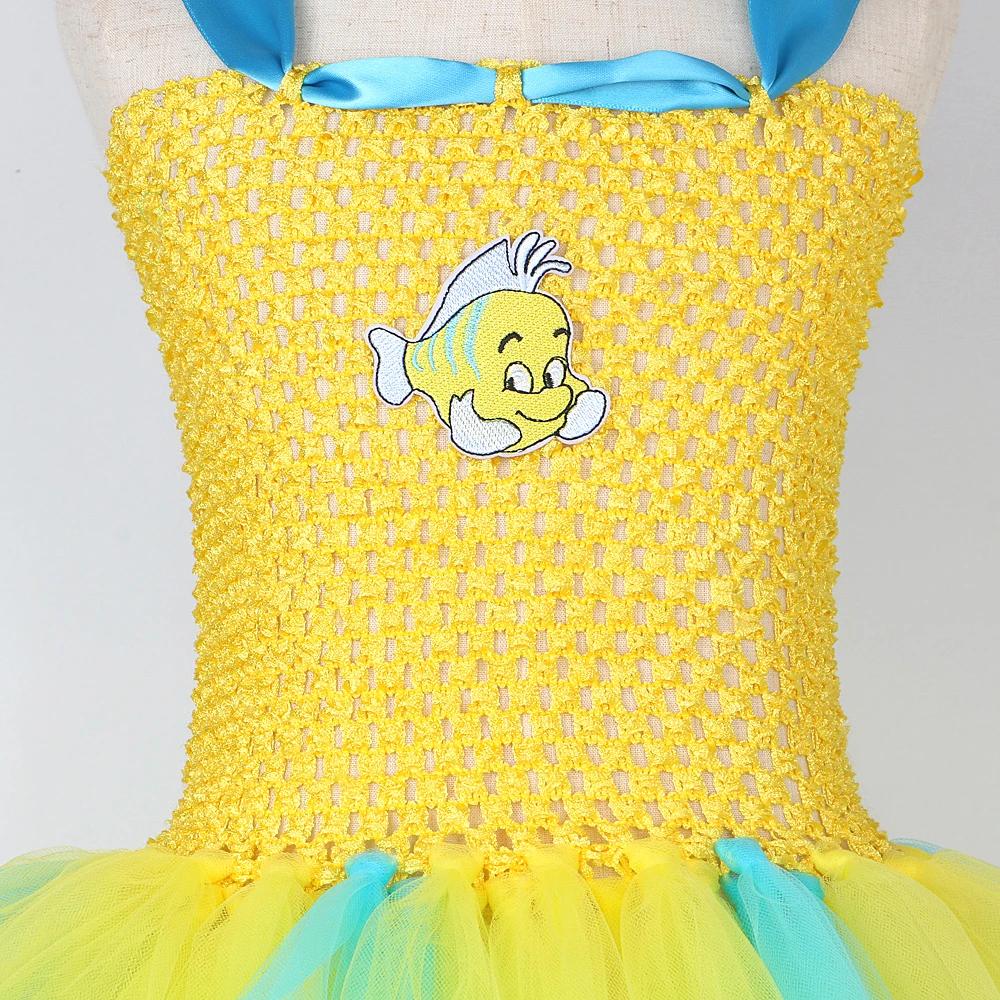 Costumes de flet de sirène pour bébés filles, robe tutu de poisson de dessin animé pour enfants, ten