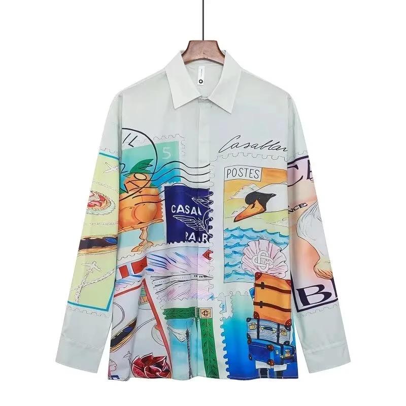 ​ ​ Chemise de rue raffinée pour hommes, imprimé Vintage, manches longues, léger, luxe, Cardigan urb