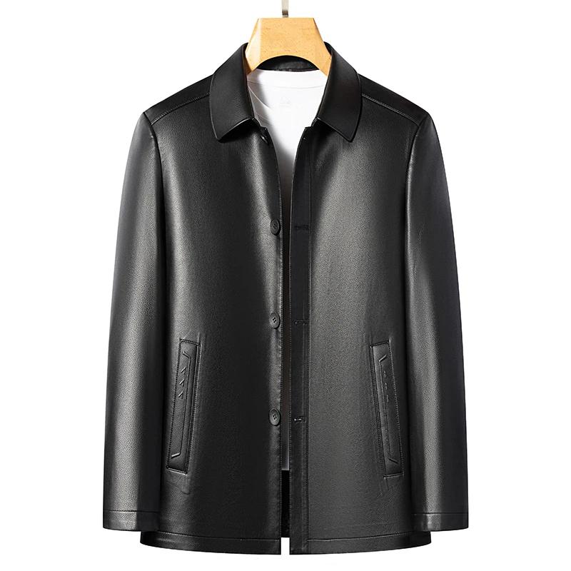 YN-2582 printemps nouveau manteau en cuir véritable bouton haut de haute qualité manteau en peau de 