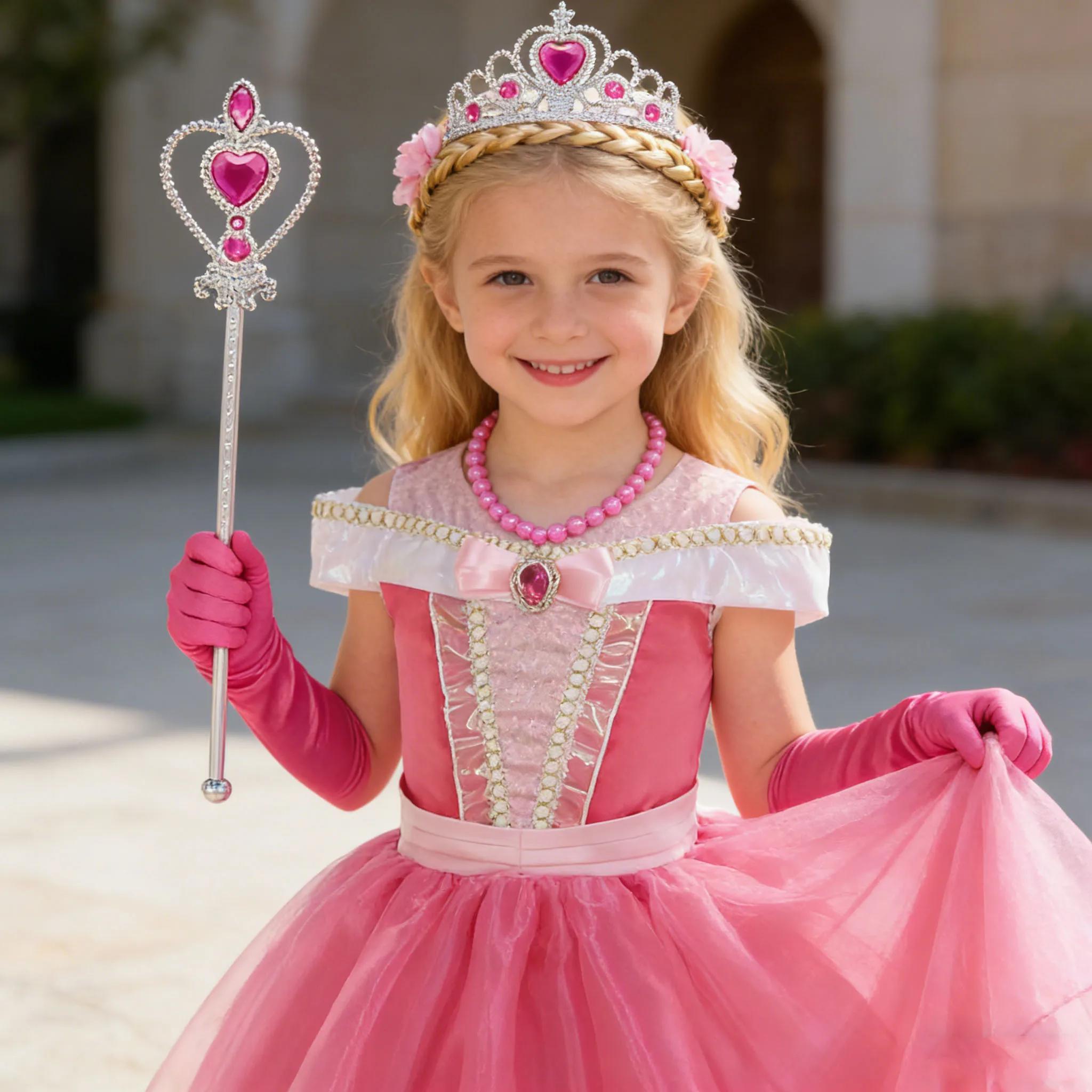 Robe Disney La Belle au Bois Dormant Aurora pour filles, déguisement fantaisie pour fête d'anniversa
