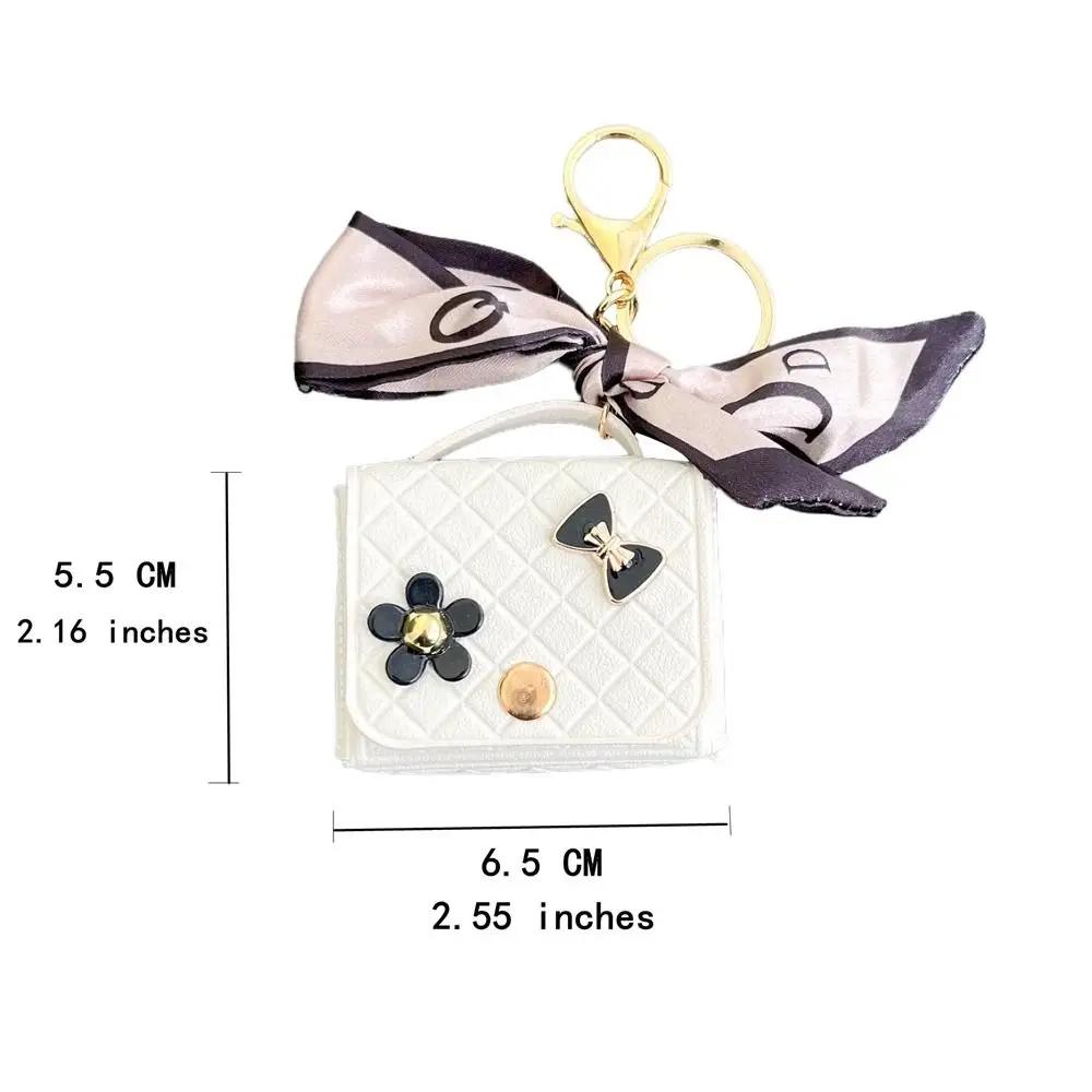 Sac de rangement pour écouteurs en cuir, Mini porte-clés créatif, pendentif de couleur unie, étui po