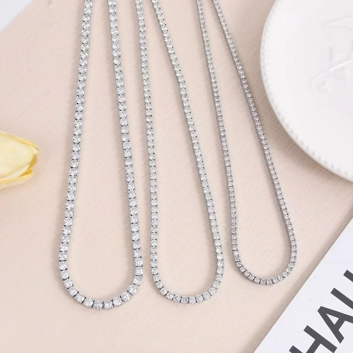Collier en argent Sterling 925, chaîne en Zircon pour femmes, mode Simple, bijoux de fiançailles, de
