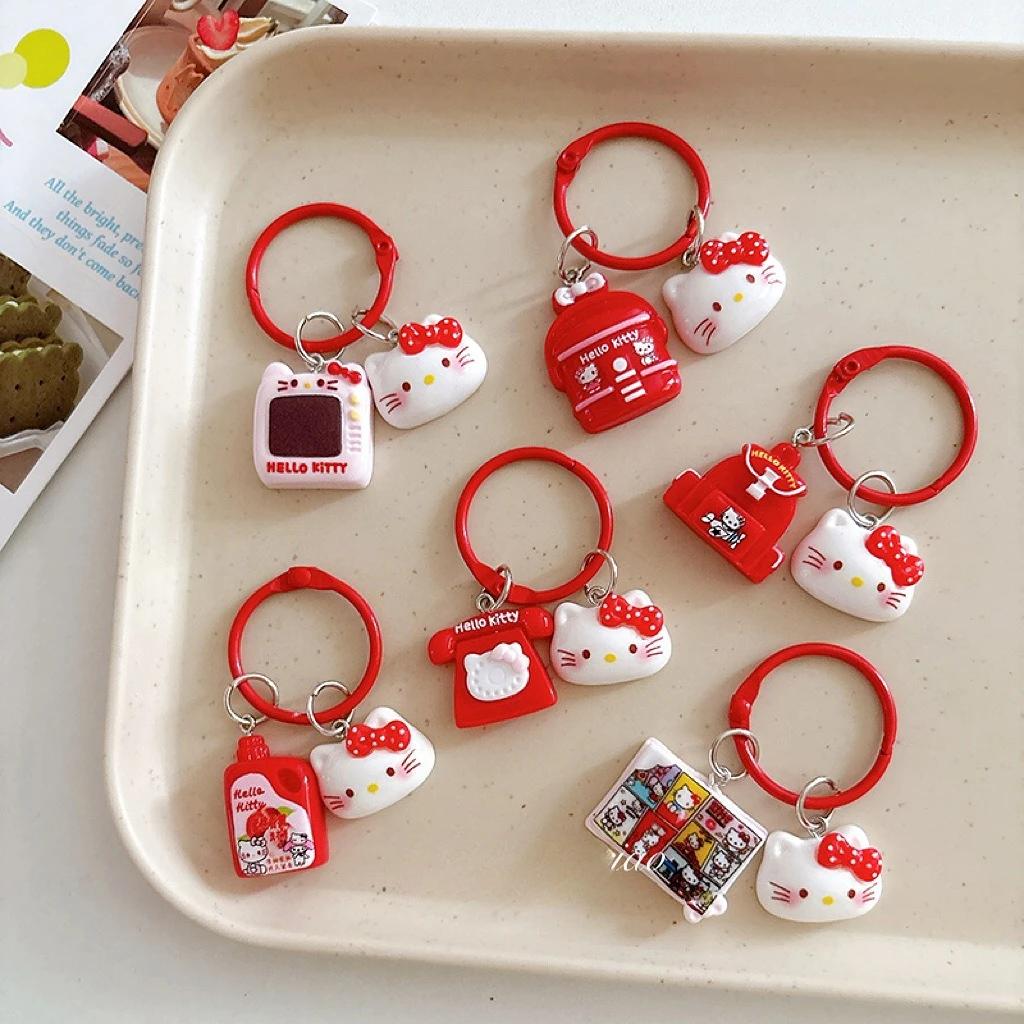 Porte-clés chat rose, pendentif de dessin animé, cœur de fille, décoration de sac de chat mignon, ac