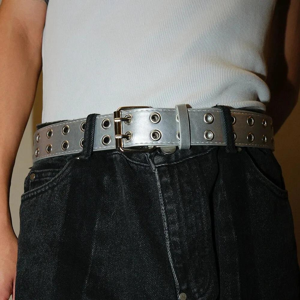 Ceinture tendance Simple à Double trou pour hommes et femmes, 1 pièce, Style Punk Hip Hop Rock, sous