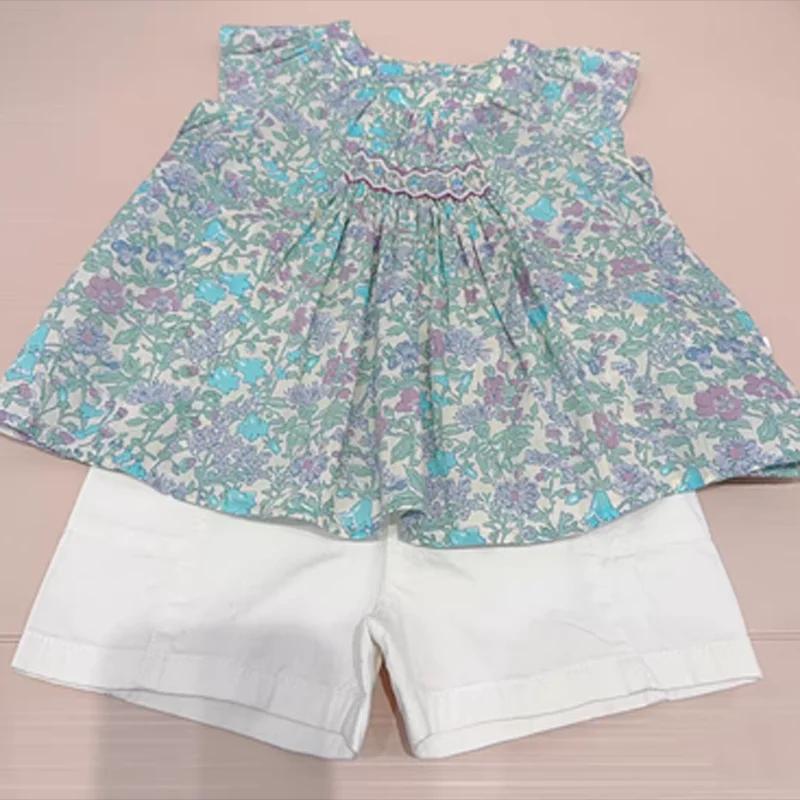Pré-vente (expédition en avril) 2026 BP Printemps-Été Blouses smockées pour bébés filles Chemises à 