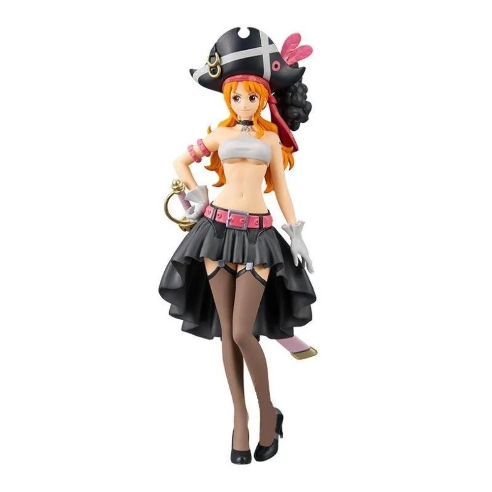 19CM Anime une pièce Nami noir vêtements Figurine une pièce FILM rouge habiller Figurine PVC modèle 