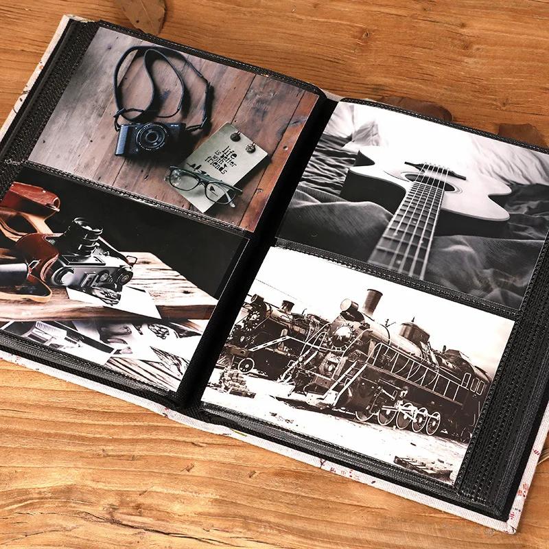 Album photo avec couverture en tissu de lin, laçage créatif, stockage d'images, album de scrapbookin