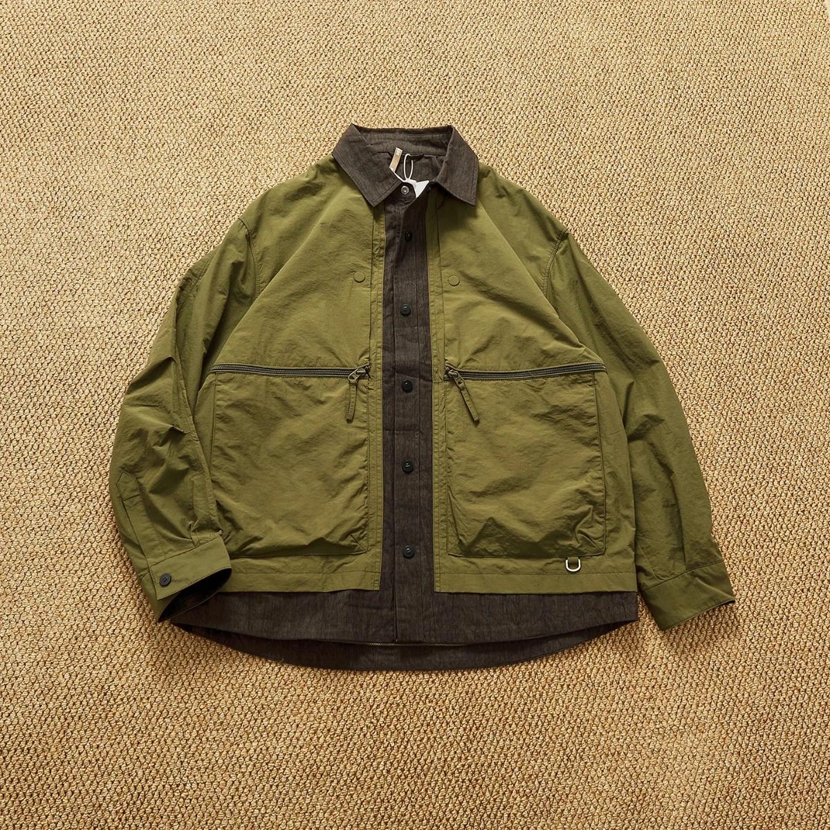 Veste à revers deux pièces pour hommes, nouveau manteau Cargo ample et décontracté, Vintage japonais