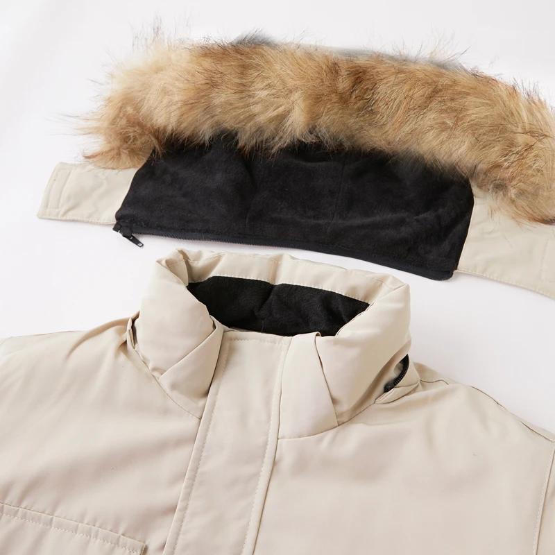 -30 degrés hiver doudoune hommes vers le bas coton Parkas manteau mi-long grand col de fourrure mâle