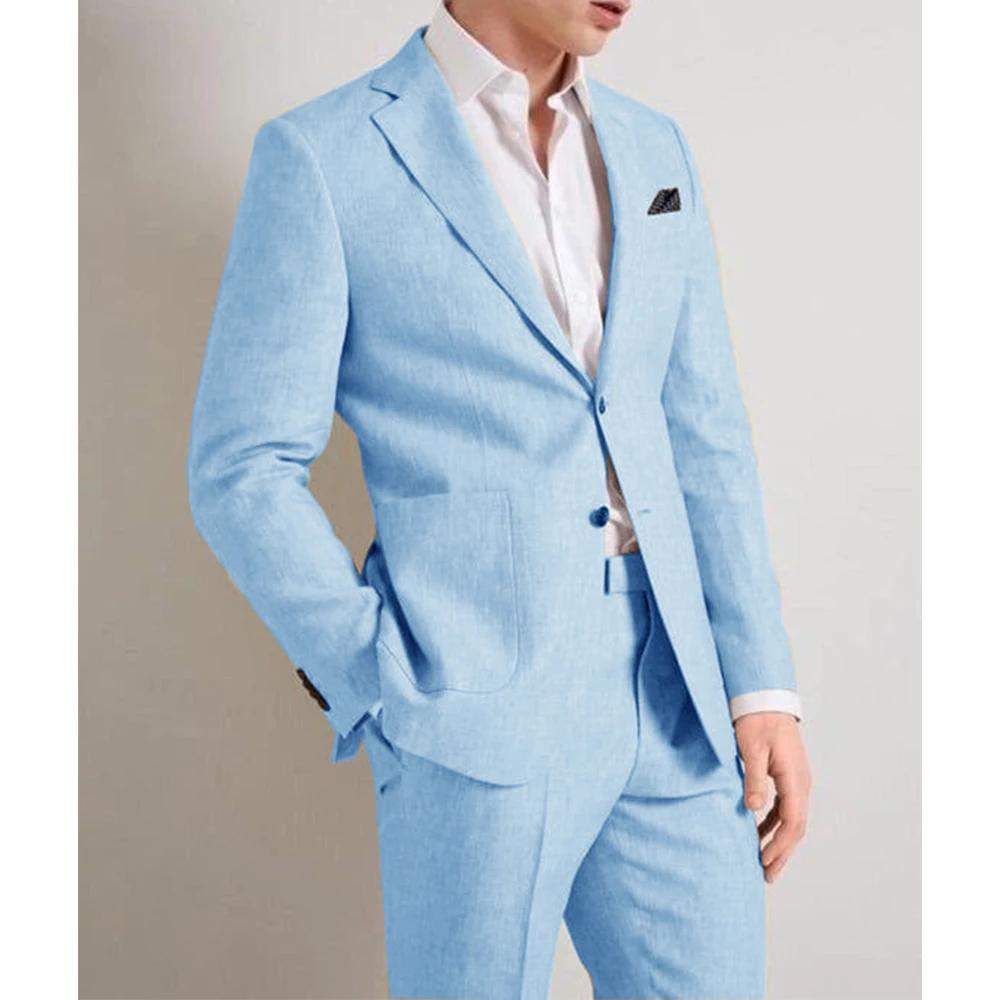 Ensemble Complet Élégant en Lin Fin et Respirant pour Homme, Vêtement Confortable pour Mariage Forme