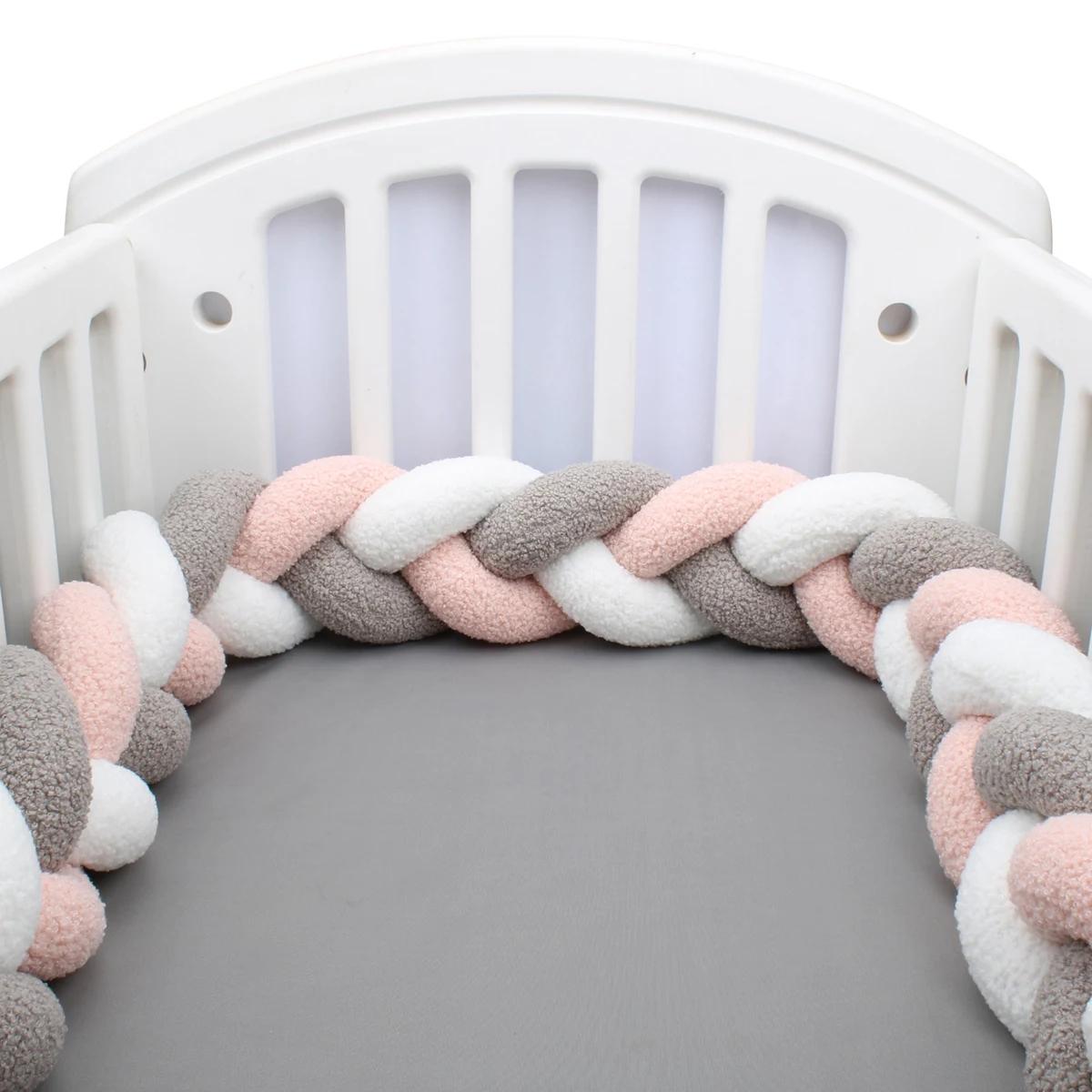 Tour de lit bébé tresse 1-4 mois - Pare-chocs berceau décoratif coussin protection chambre