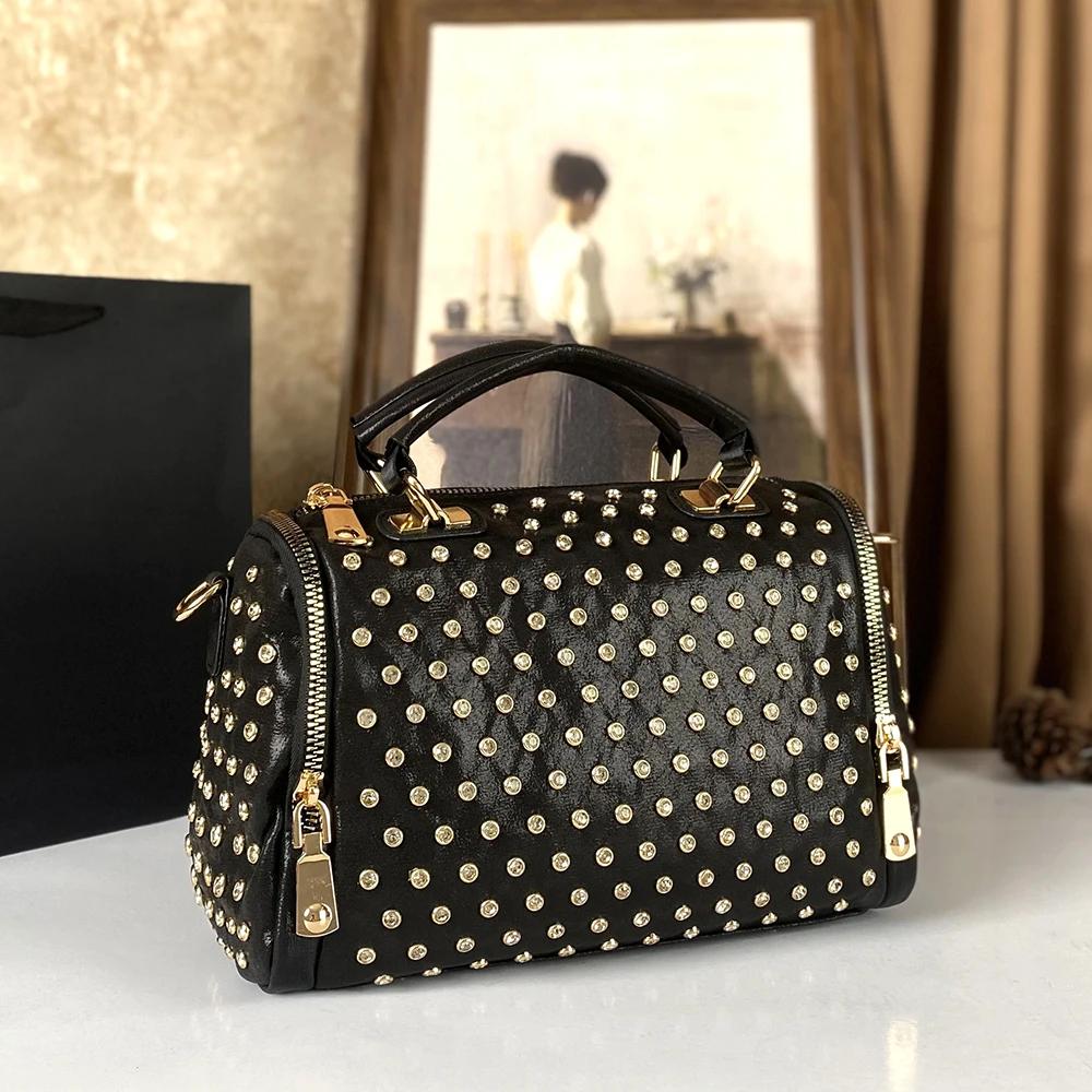 Sac à main à bandoulière de Style Punk clouté en diamant pour femmes, tendance haut de gamme, grande