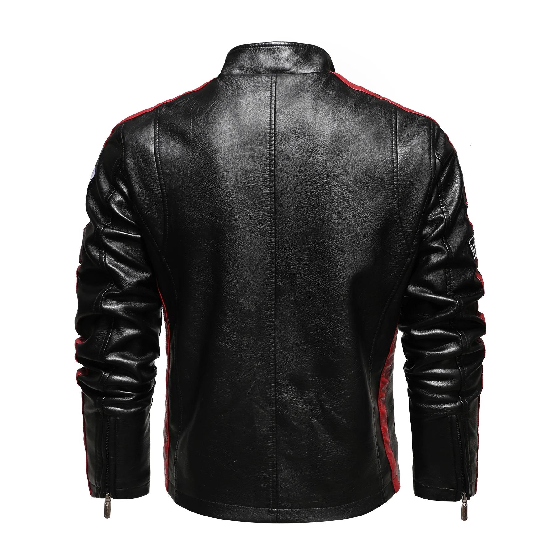 Combinaison de course de moto pour hommes, veste de couleur avec étiquette en cuir PU