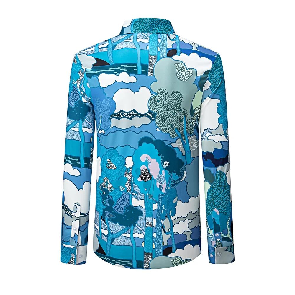 Chemise à manches longues pour hommes, imprimé artistique, mode Business, Social, formel, polyvalent