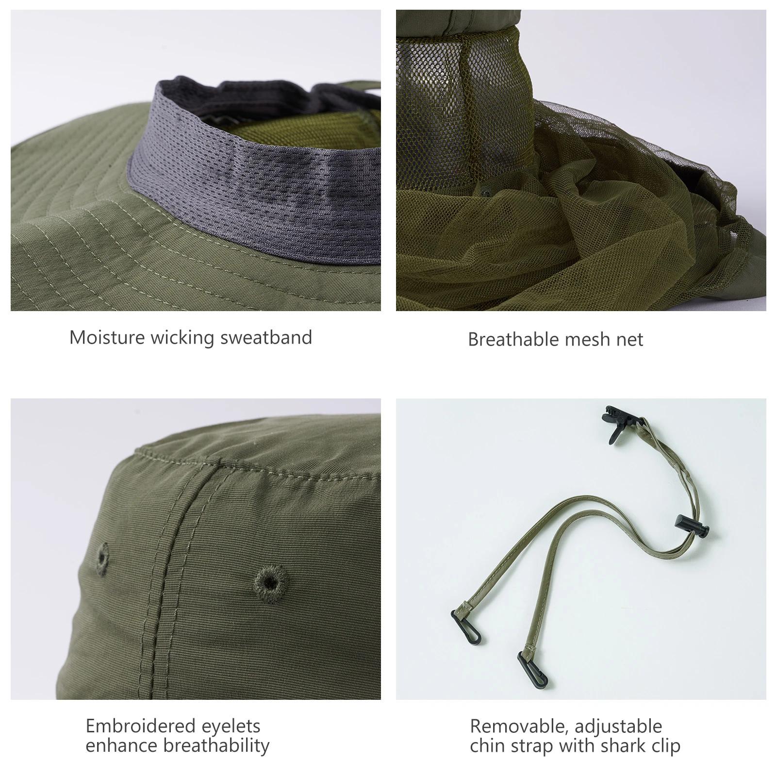BASSDspatule-Chapeau Anti-Moustiques avec Filet Caché pour Homme et Femme, Rabat de Cou, Pêche en Pl